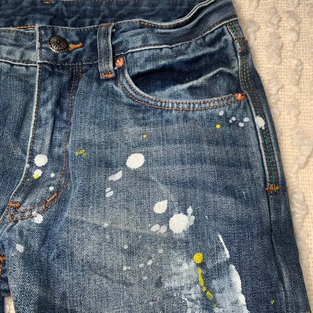 HARDLY EVER JEANS‎ JOGGERS SIZE 30 PAINT DISTRESSED STRAIGHT LEG
